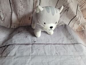 H&M Home Gray & White Kitty Cat Kitten Plush Stuffed Animal Toy Tiger Stripes